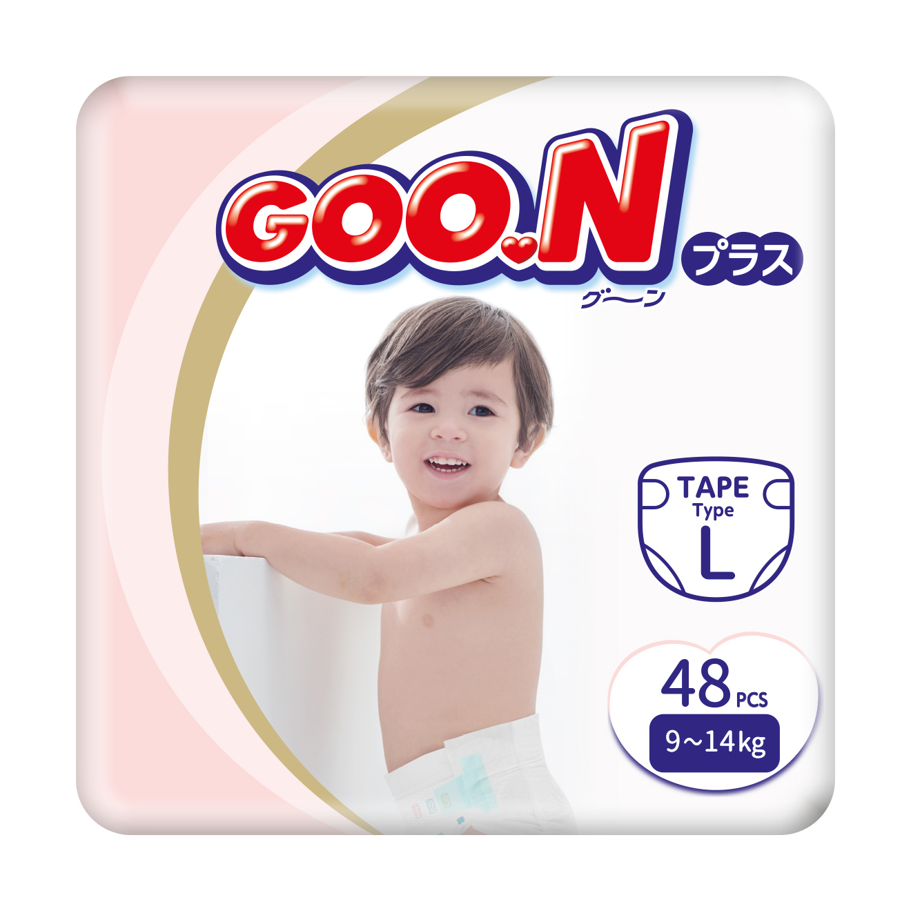 Підгузки Goo.N Plus унісекс, розмір L (для дітей 9-14 кг), 48 шт